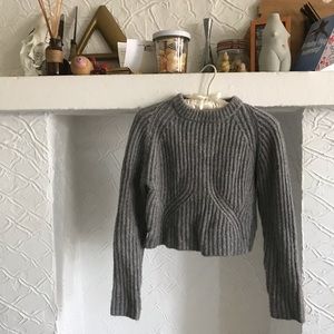 zara gray cropped knit sweater